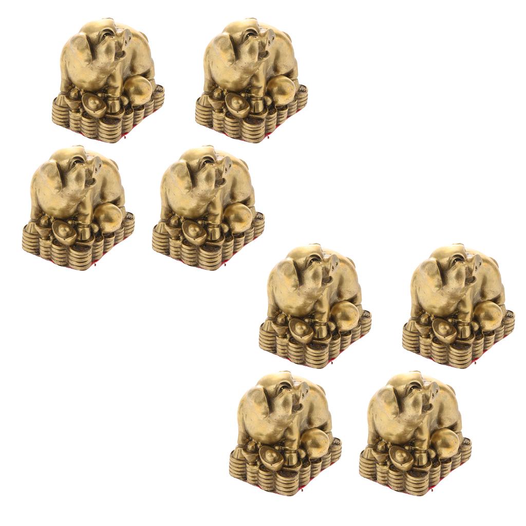 8x Pure Brass Chinese Twelve Animal Figurine Ornament Luck Charm Pig