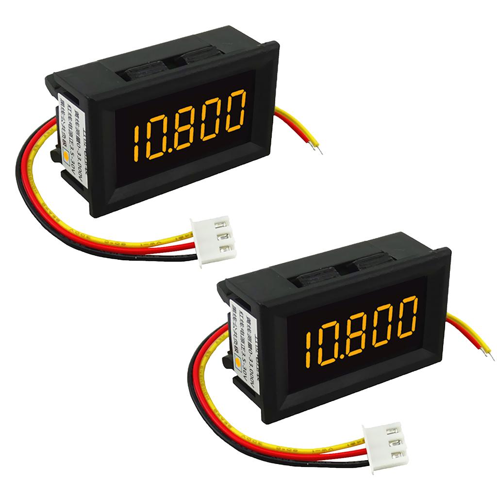2PCS DC 3.5-30V Mini 5 Digit Digital LED Voltmeter Volt Meter Yellow Words