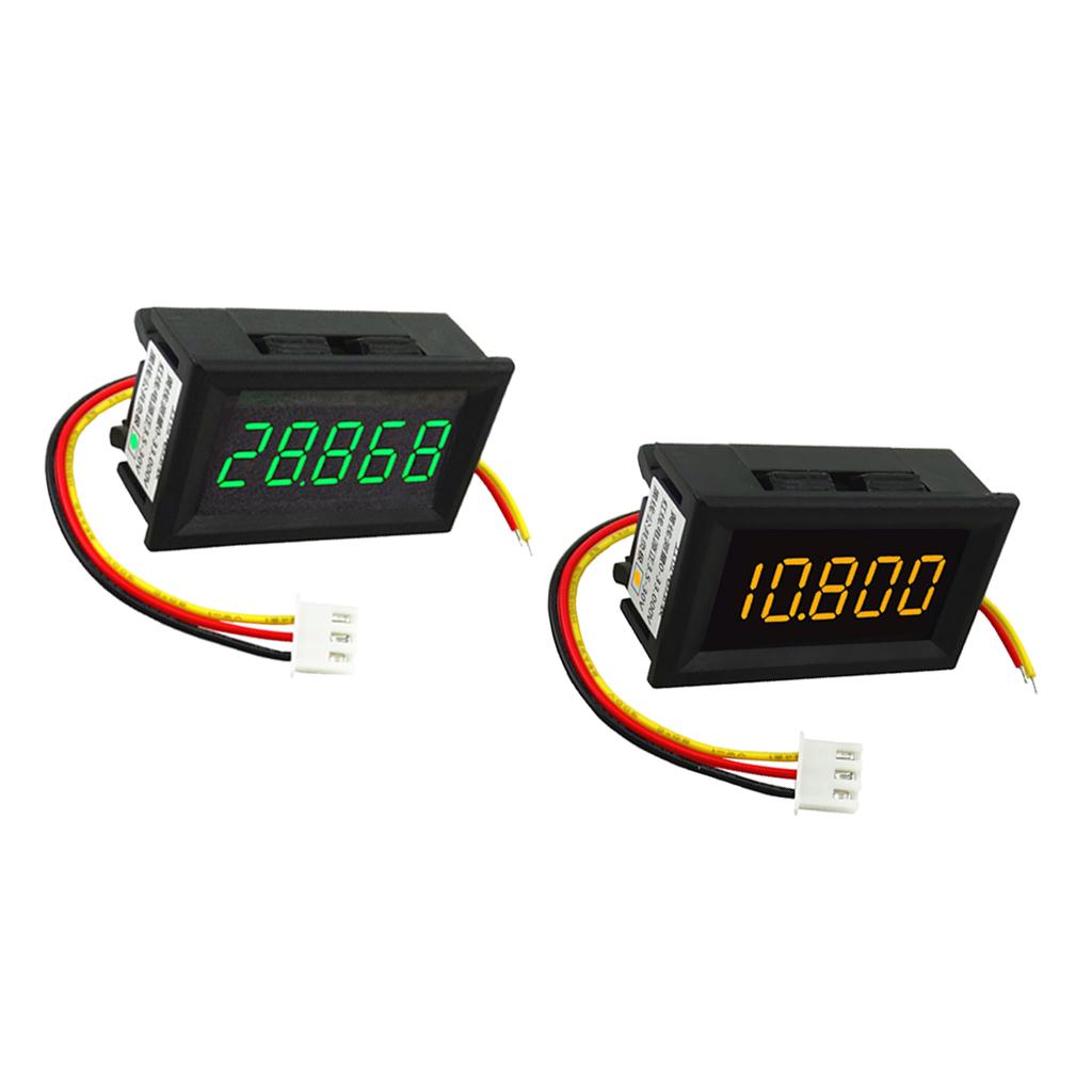 2PCS DC 3.5-30V Mini 5 Digit Digital LED Voltmeter Volt Meter Green+Yellow
