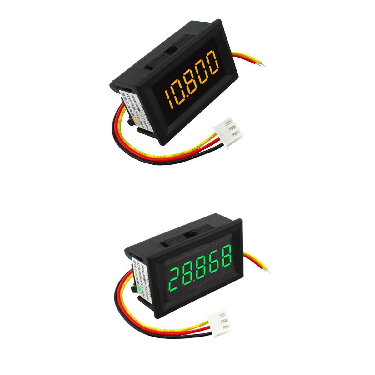 2PCS DC 3.5-30V Mini 5 Digit Digital LED Voltmeter Volt Meter Green+Yellow