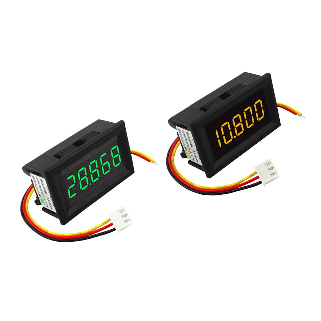 2PCS DC 3.5-30V Mini 5 Digit Digital LED Voltmeter Volt Meter Green+Yellow