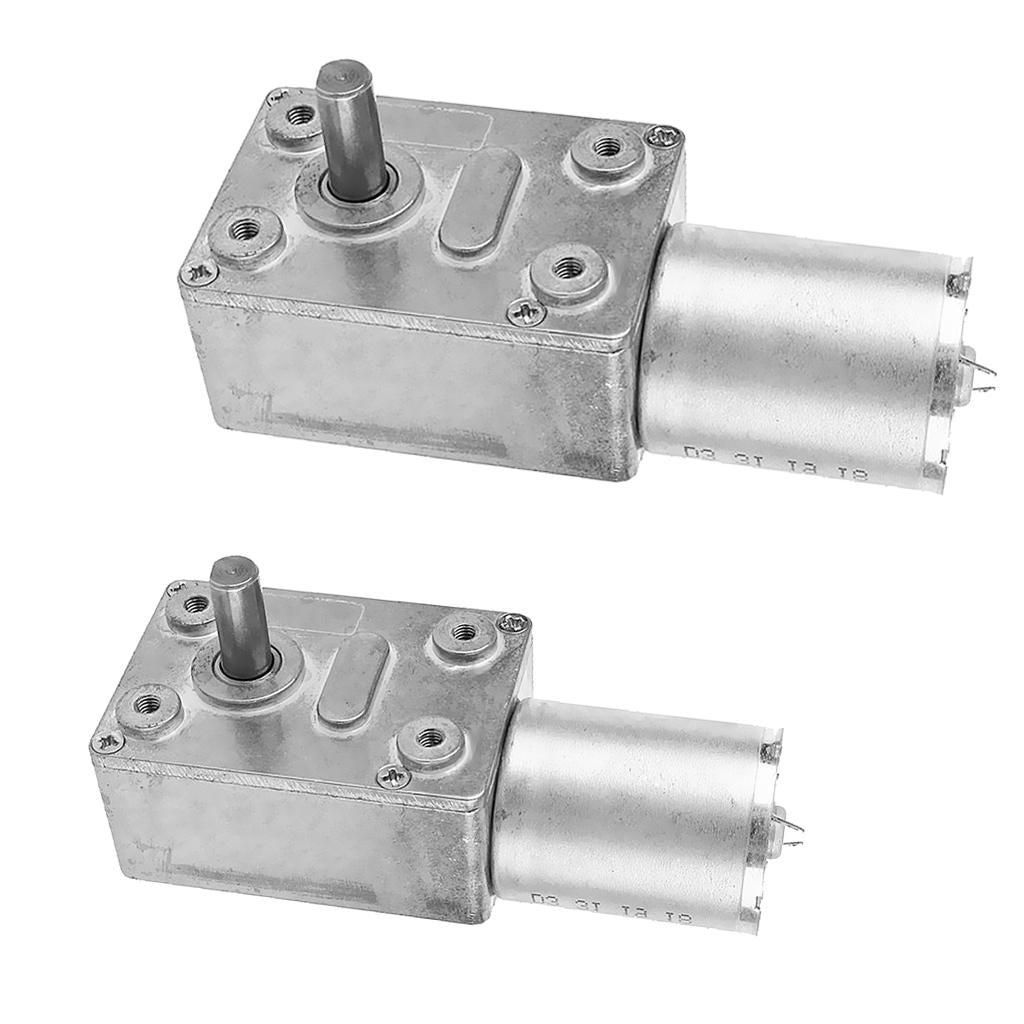 2PCS 12V High Torque Electric Worm Gear Reduction DC Motor 6RPM+3RPM