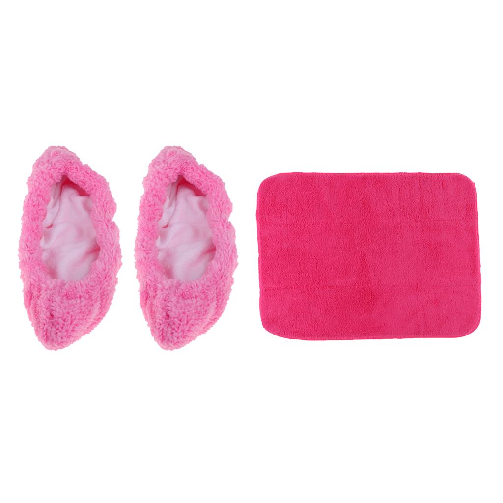 1 Pair Ice Hockey Figure Skate Blade Cover Soakers Guards and Care Kit Towel Pink S