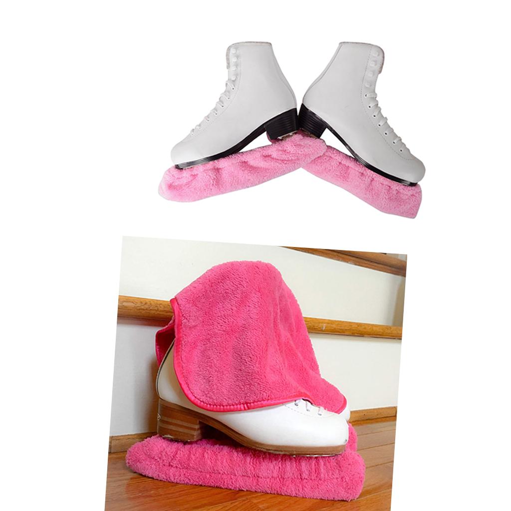 1 Pair Ice Hockey Figure Skate Blade Cover Soakers Guards and Care Kit Towel Pink S