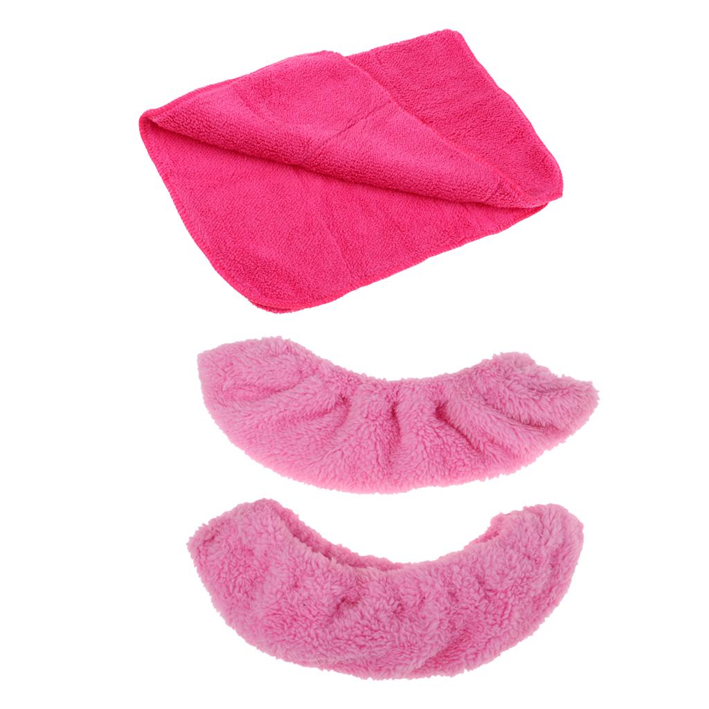 1 Pair Ice Hockey Figure Skate Blade Cover Soakers Guards and Care Kit Towel Pink S