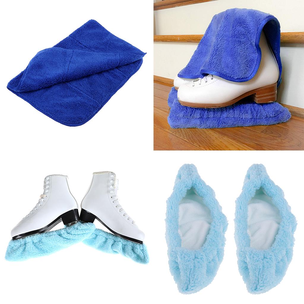1 Pair Ice Hockey Figure Skate Blade Cover Soakers Guards and Care Kit Towel Blue M