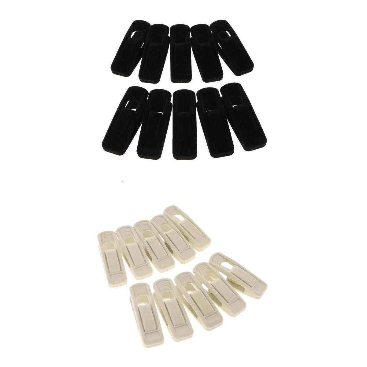 Black &Beige 20pcs Flocked Clothes Velvet Clips/Clothespins/Clothing Clamps
