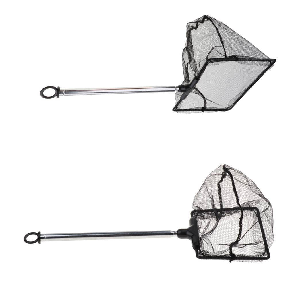 2Pcs Small Aquarium Fish Net with Extendable Long Handle for Betta Fish Tank