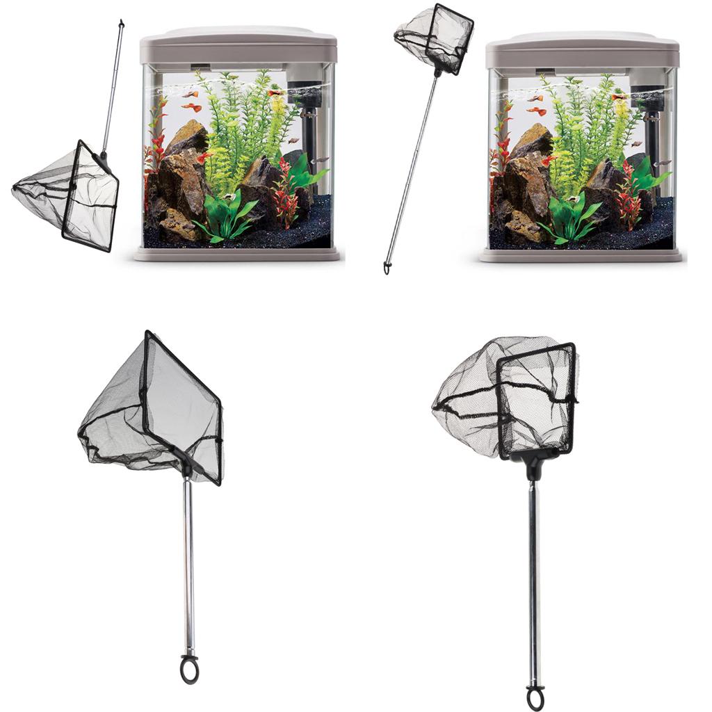 2Pcs Small Aquarium Fish Net with Extendable Long Handle for Betta Fish Tank