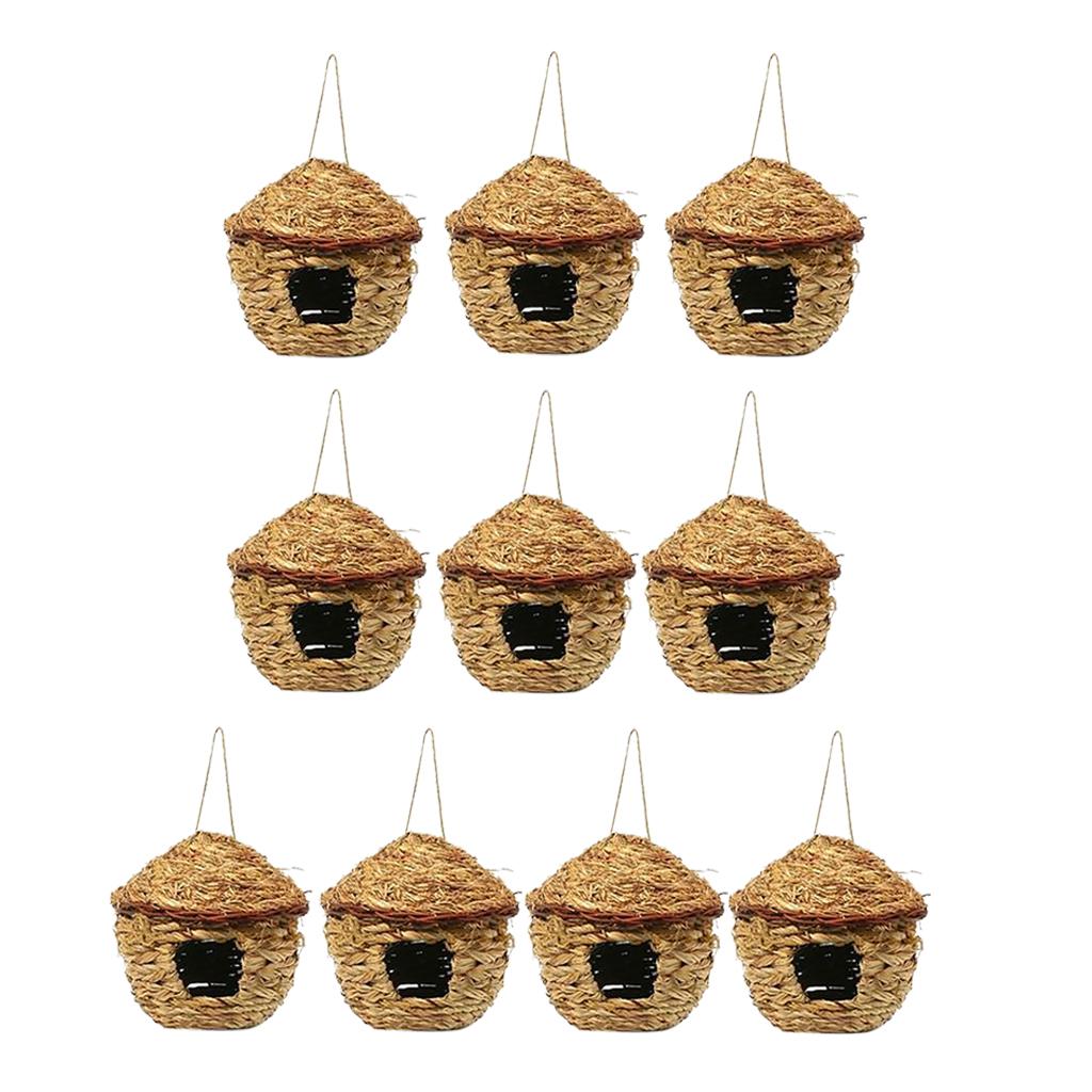10x Grass House 12cm Handwoven Straw Bird Nest Hatching Breeding Grass Cave