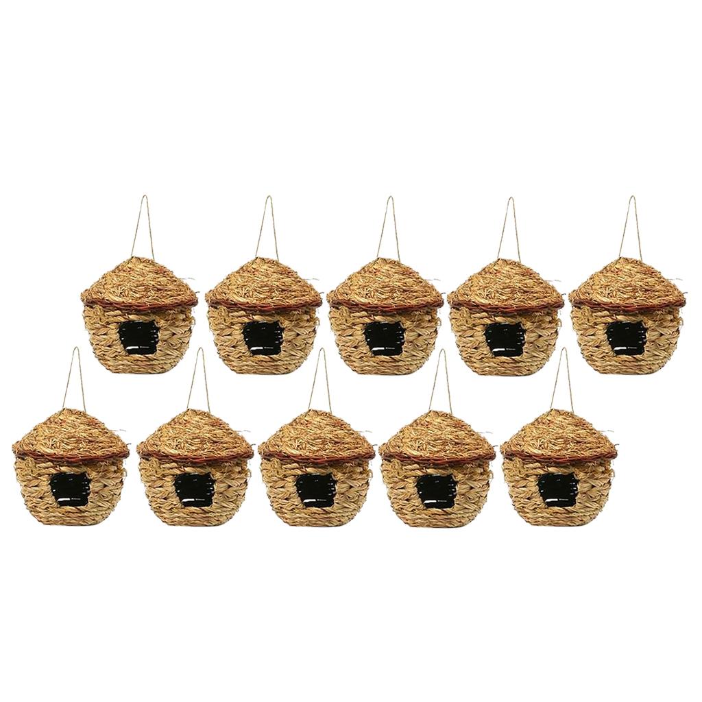 10x Grass House 12cm Handwoven Straw Bird Nest Hatching Breeding Grass Cave