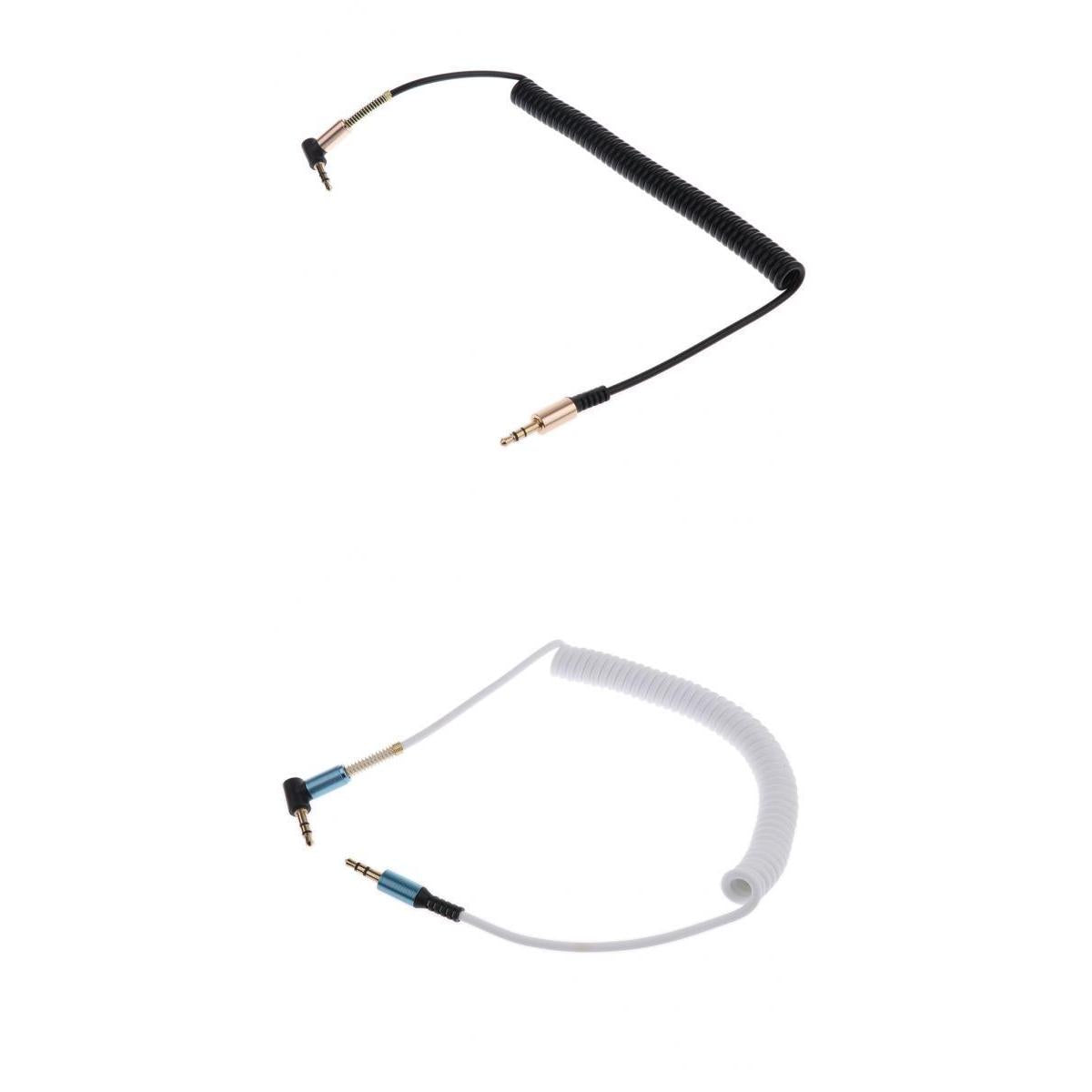 2 Pieces 3.5mm M-M Coiled Audio Cable Wire Headphone Aux Input Cable