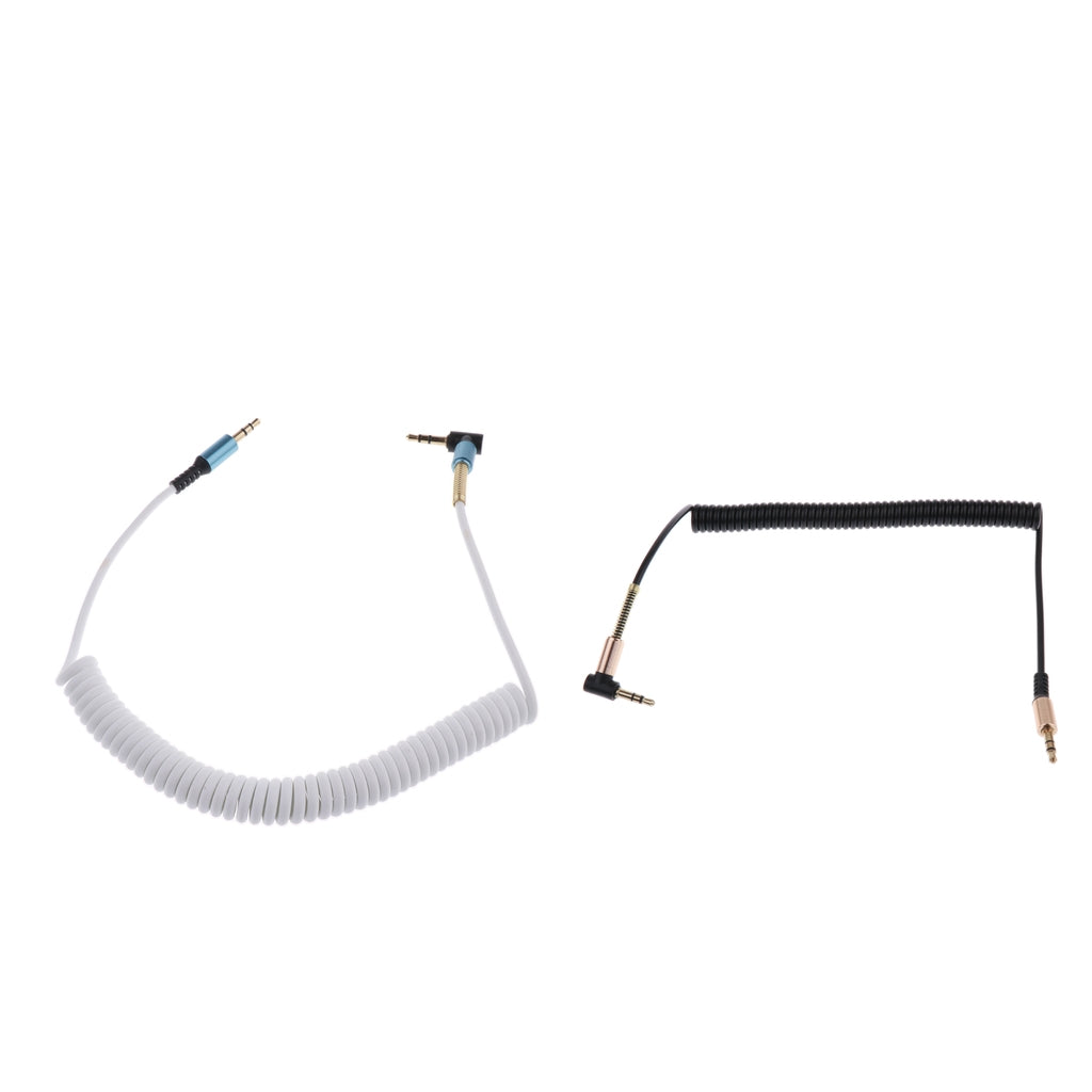 2 Pieces 3.5mm M-M Coiled Audio Cable Wire Headphone Aux Input Cable