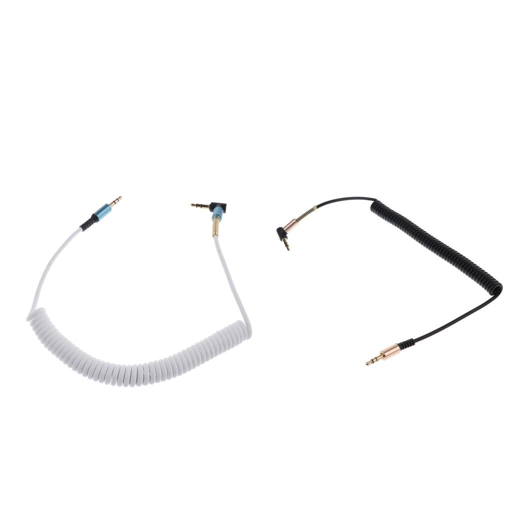 2 Pieces 3.5mm M-M Coiled Audio Cable Wire Headphone Aux Input Cable