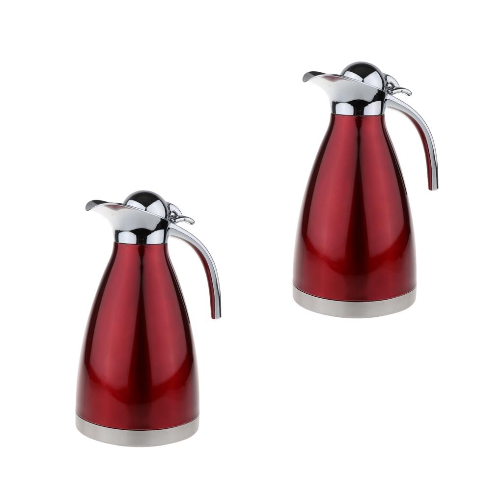 2x1.5L Red Stainless Steel Double Wall Insulated Coffee Carafe Tea Kettle