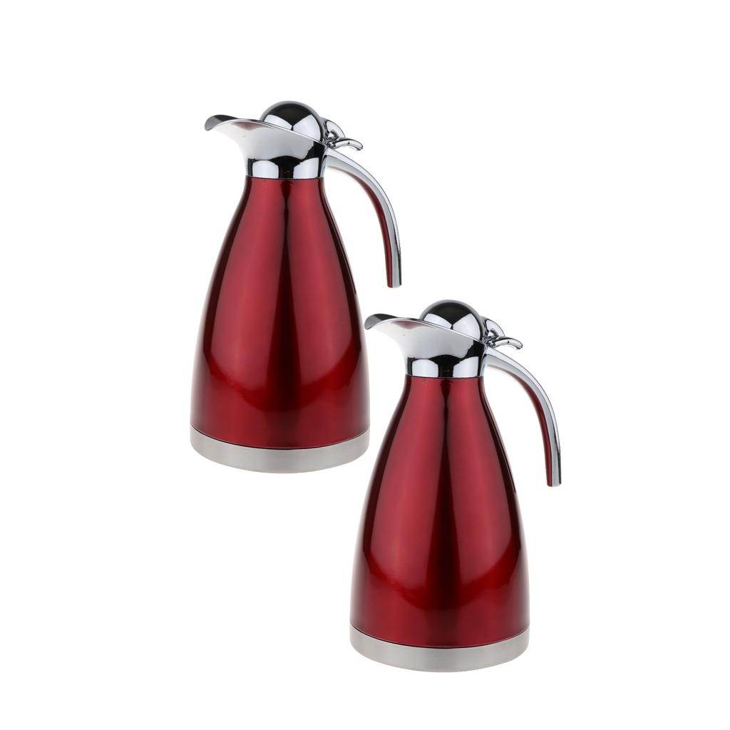 2x1.5L Red Stainless Steel Double Wall Insulated Coffee Carafe Tea Kettle
