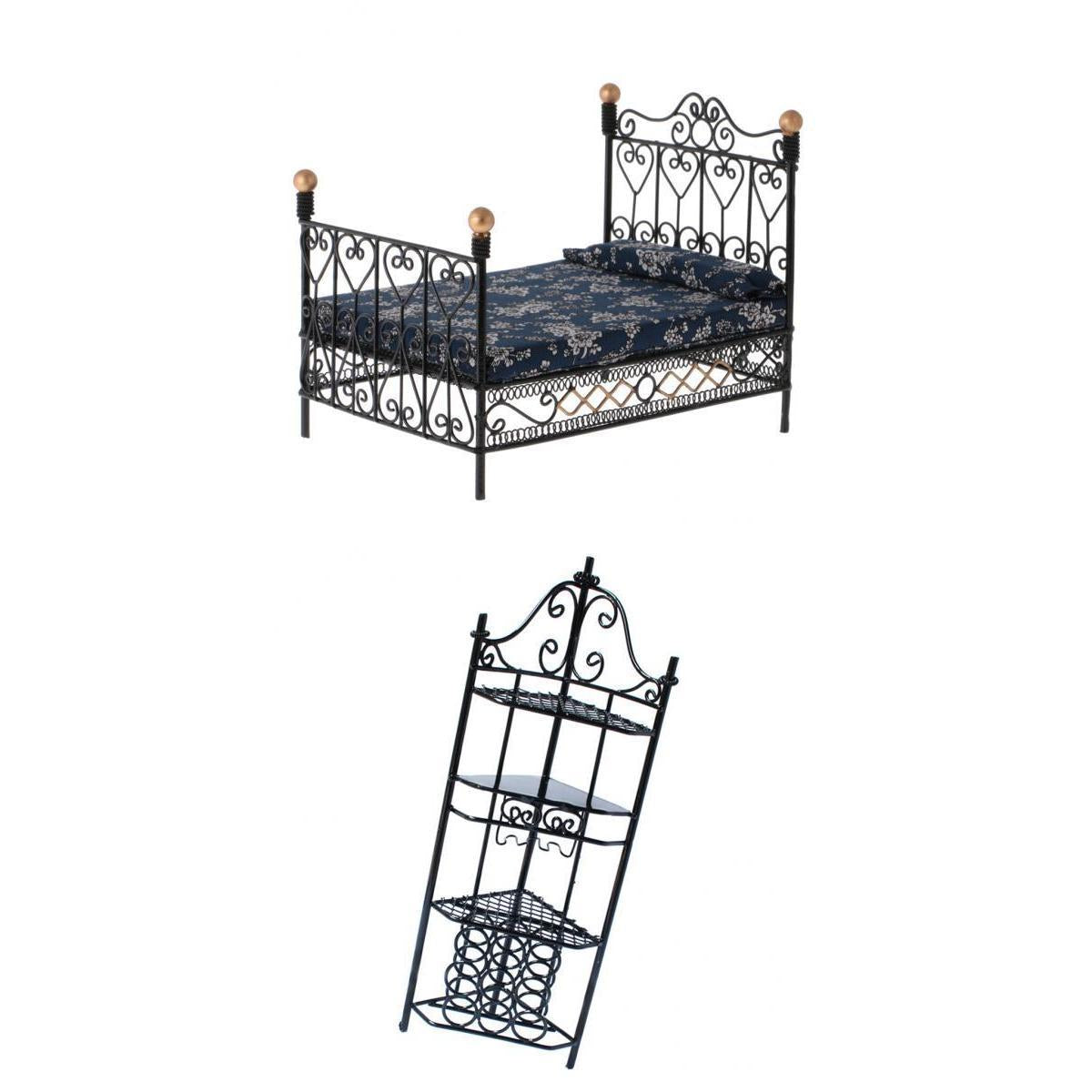 1/12 Dollhouse Miniature Furniture Metal Bed Storage Rack Bedroom Kit Model