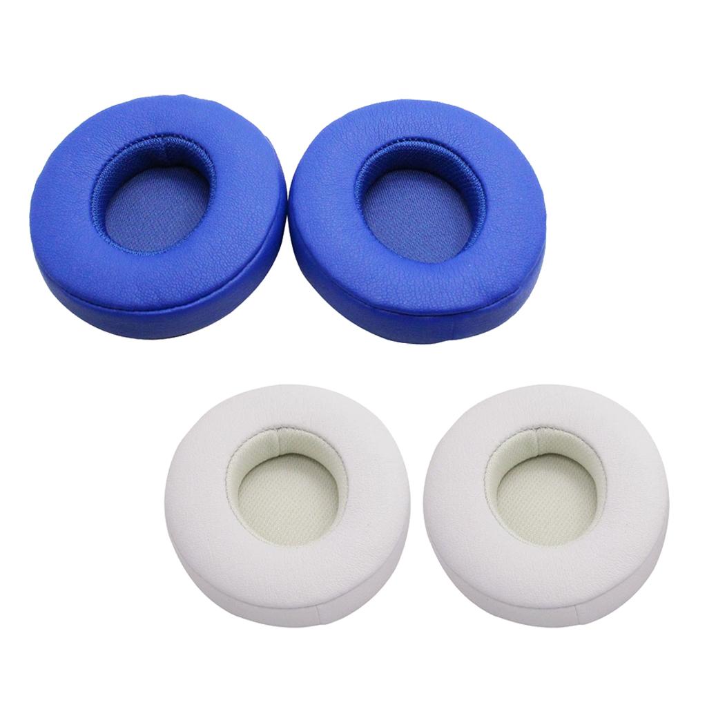 2Pair Ear Pads Cushions Replacement for Beats Solo 2 Solo 3 White & Blue
