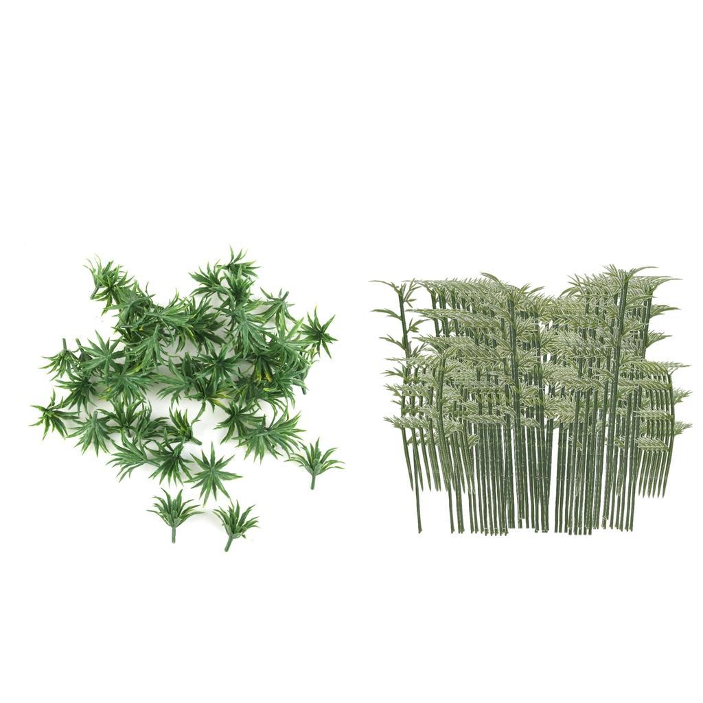 50x Model Ground Cover Plants + 100x Bamboo HO Train Railway Diorama Scenery