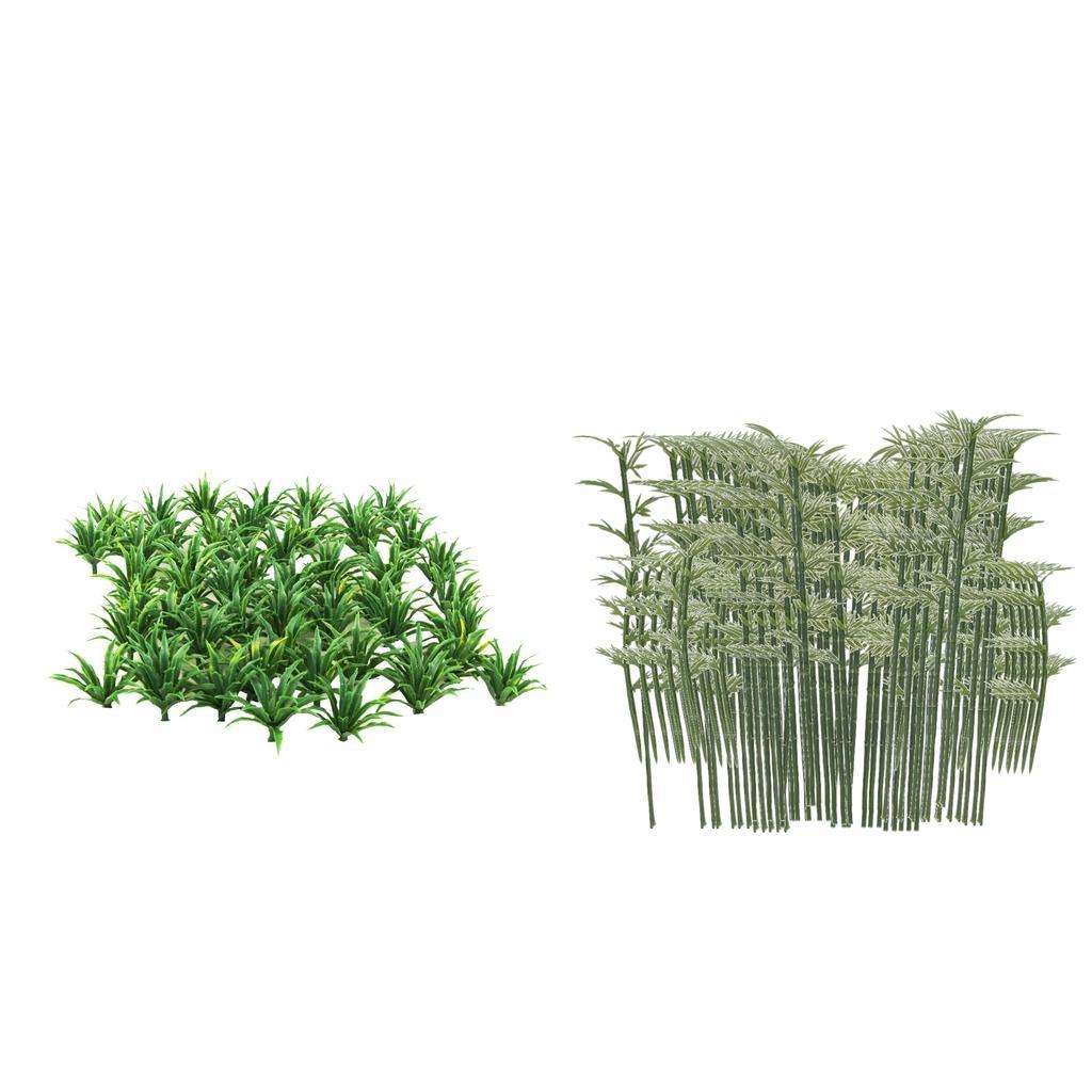 50x Model Ground Cover Plants + 100x Bamboo HO Train Railway Diorama Scenery
