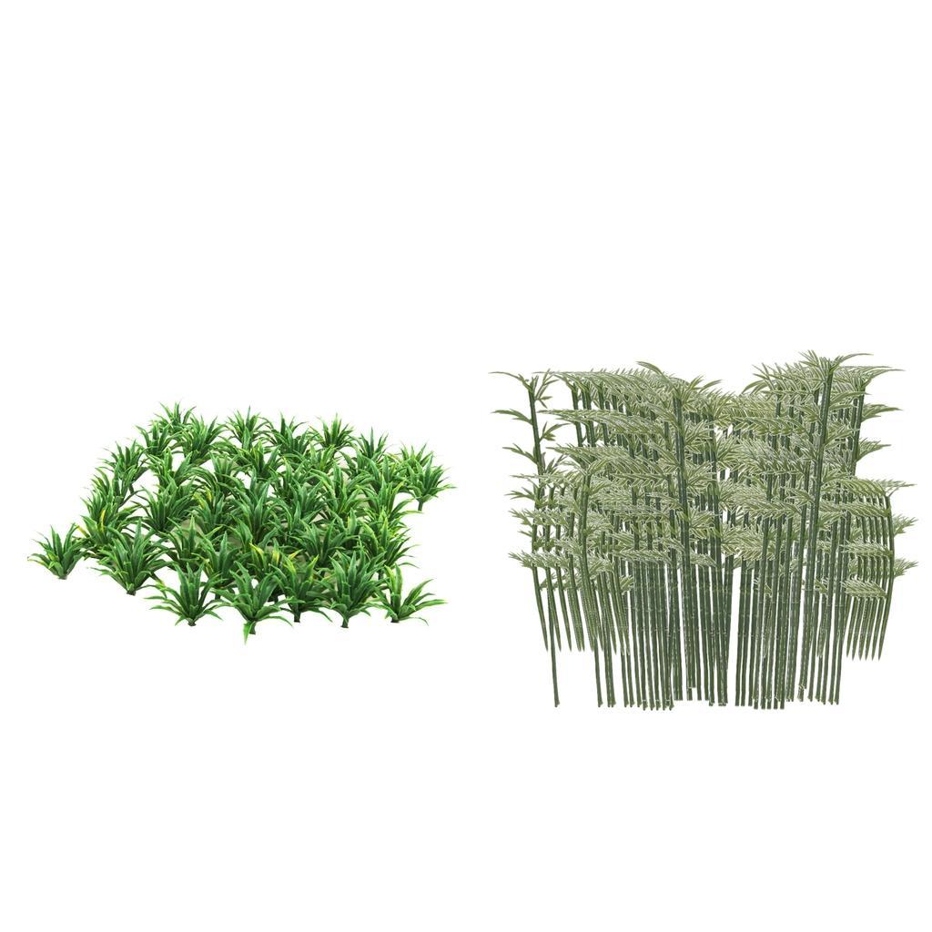 50x Model Ground Cover Plants + 100x Bamboo HO Train Railway Diorama Scenery