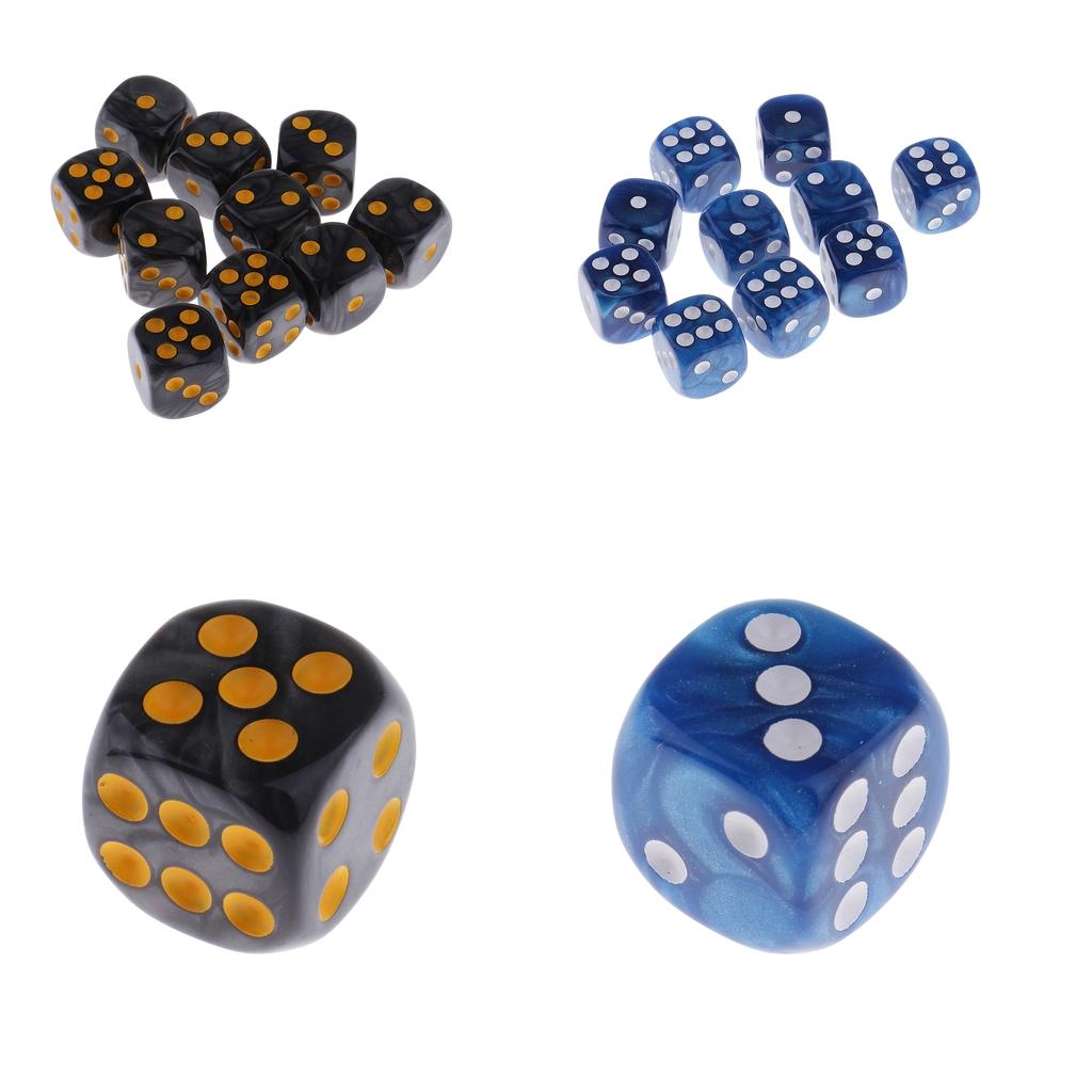20 Pieces Acrylic 6-sided Dice D6 for Party Bar Game Accessory Black + Blue