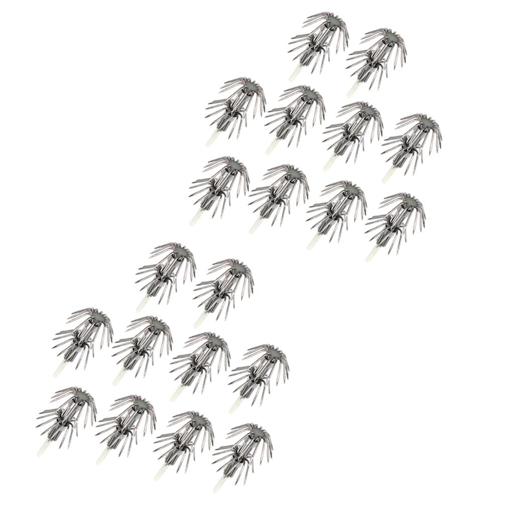 20pcs Stainless Steel Luminous Squid Lure Hooks Fishing Egi Jig Hooks 040