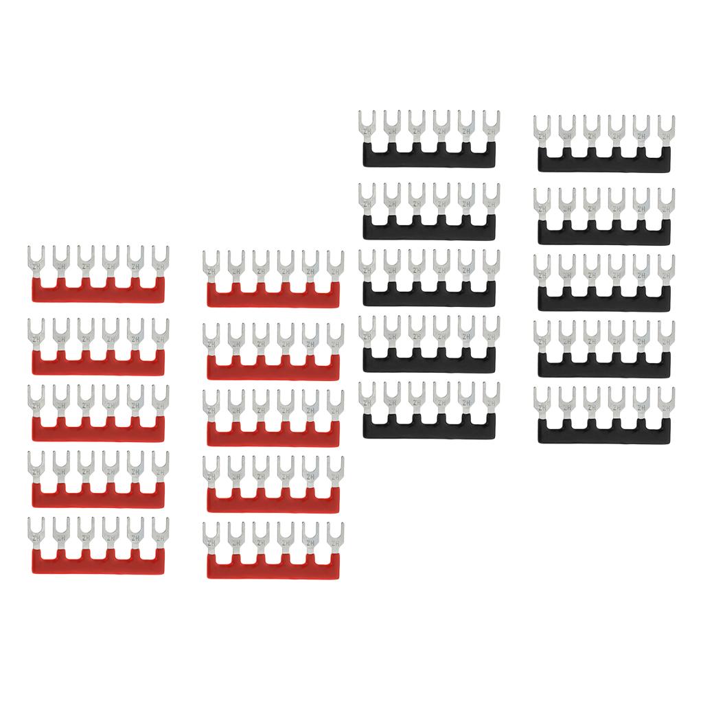 20 Pieces 6 Positions Fork Pre Insulated Terminal Block Barrier Jumper Strip