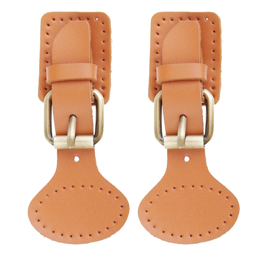 2 Sets Sew on Leather Snap Buckles Sewing Fasteners DIY Bag Making Brown