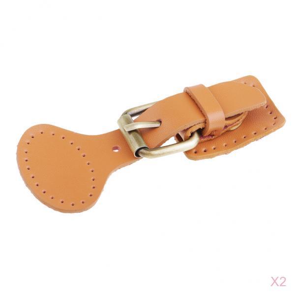 2 Sets Sew on Leather Snap Buckles Sewing Fasteners DIY Bag Making Brown