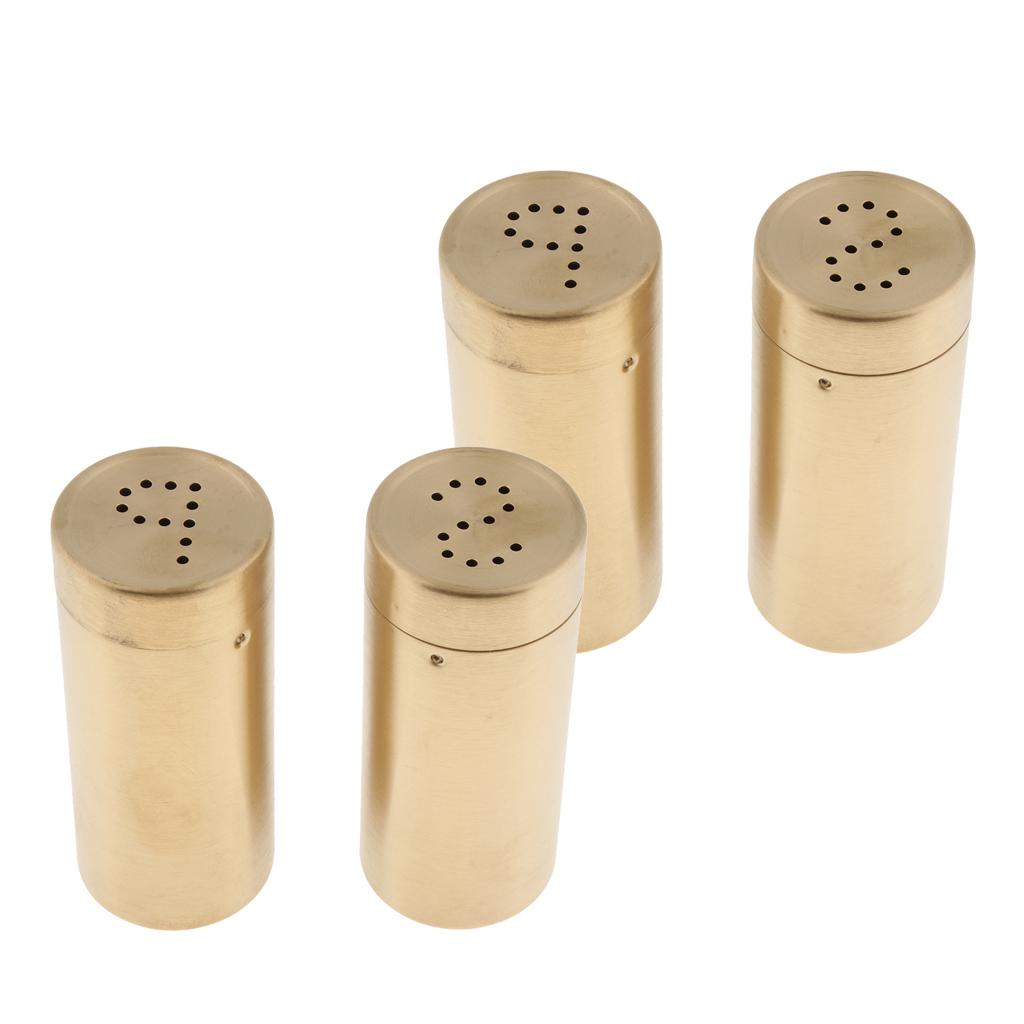 4Pcs Golden Stainless Steel Salt Sugar Pepper Shaker Seasoning Cans set