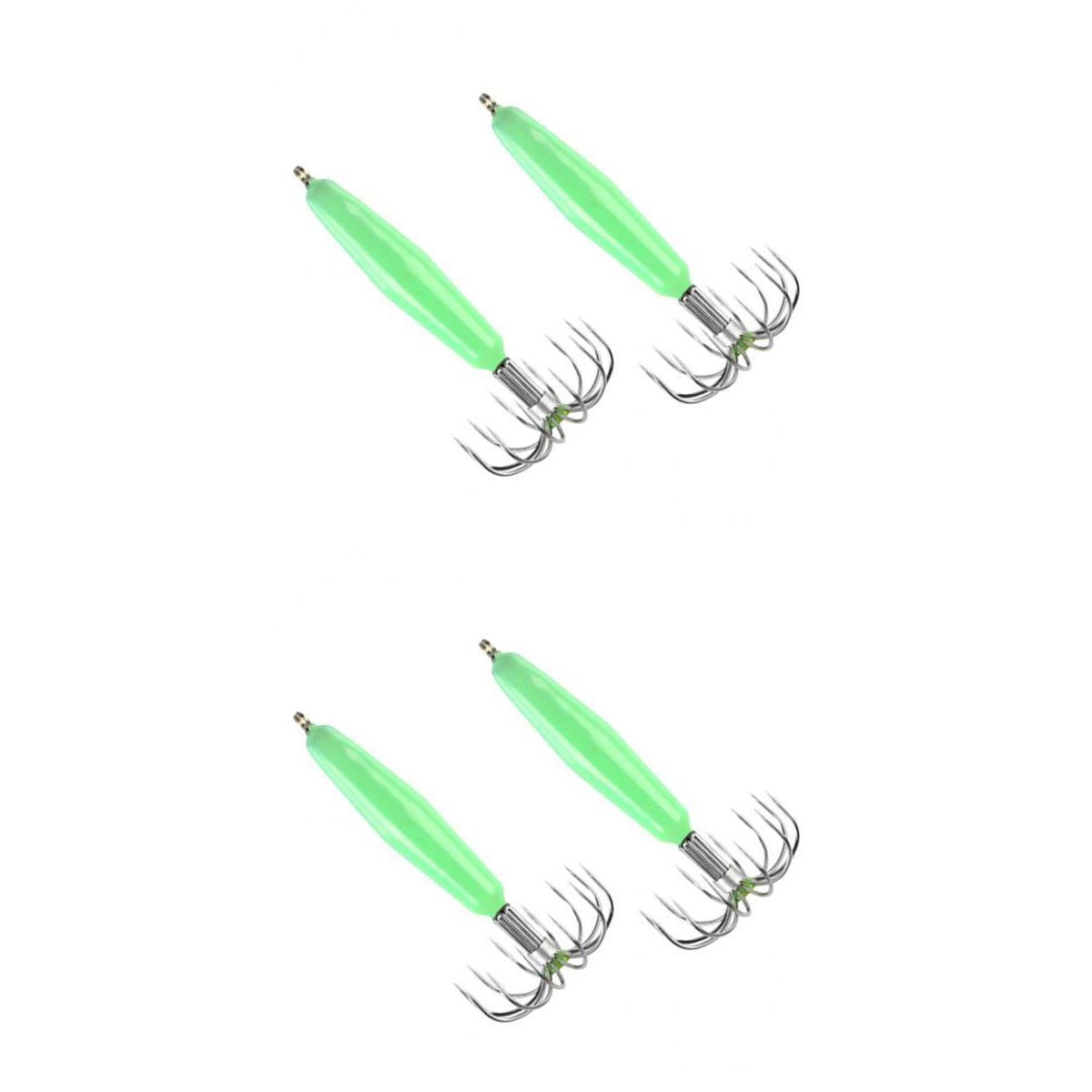 4pcs Stainless Steel Luminous Squid Jig Hook Barrel Umbrella Octopus Hooks