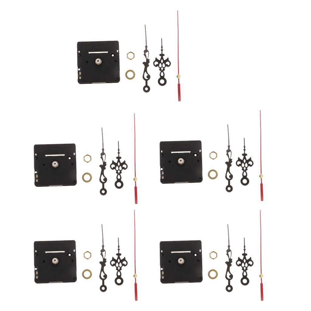 5 Set Clock Movement for Quartz Wall Clock Repair Black short shaft 1.2cm