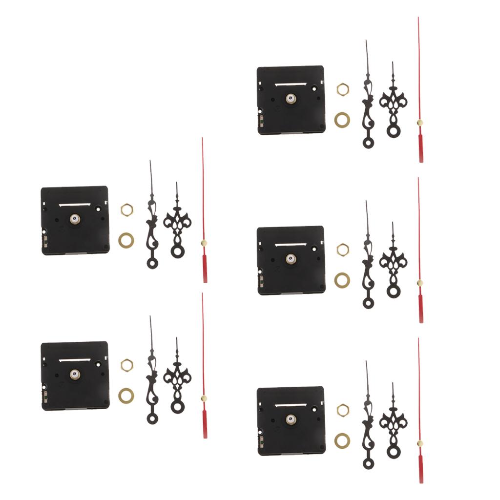 5 Set Clock Movement for Quartz Wall Clock Repair Black short shaft 1.2cm
