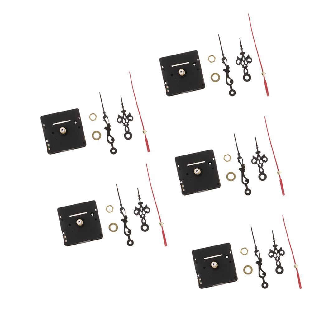5 Sets Clock Movement for Quartz Wall Clock Repair Black long shaft 2.1cm
