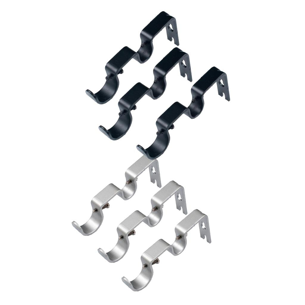 2 Color 6Pcs Adjustable Metal Curtain Pole Rod Wall Bracket Holder