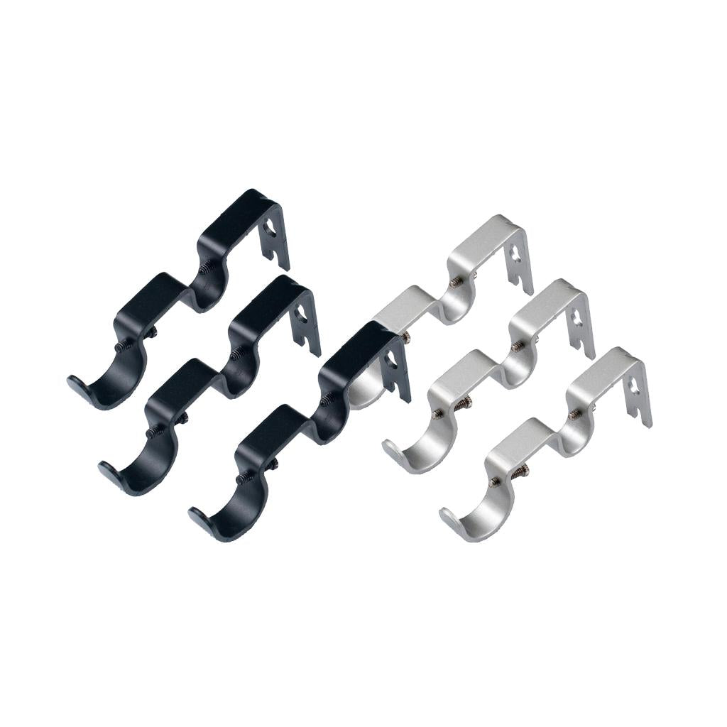 2 Color 6Pcs Adjustable Metal Curtain Pole Rod Wall Bracket Holder
