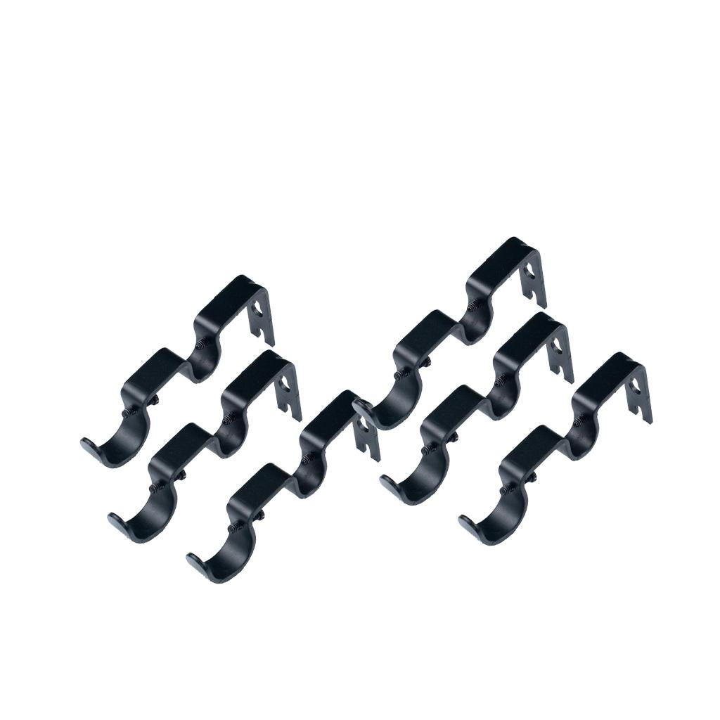 6Pcs Adjustable Metal Curtain Pole Rod Wall Bracket Holder Black