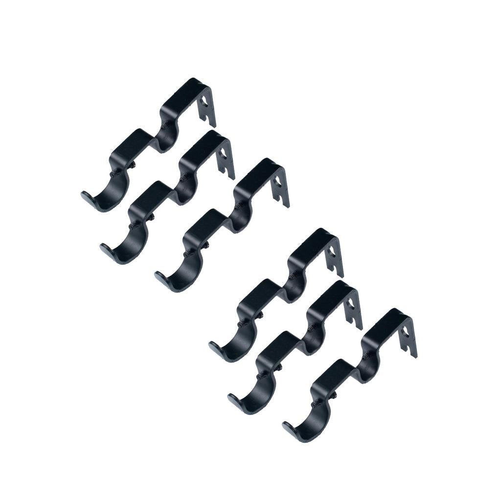 6Pcs Adjustable Metal Curtain Pole Rod Wall Bracket Holder Black