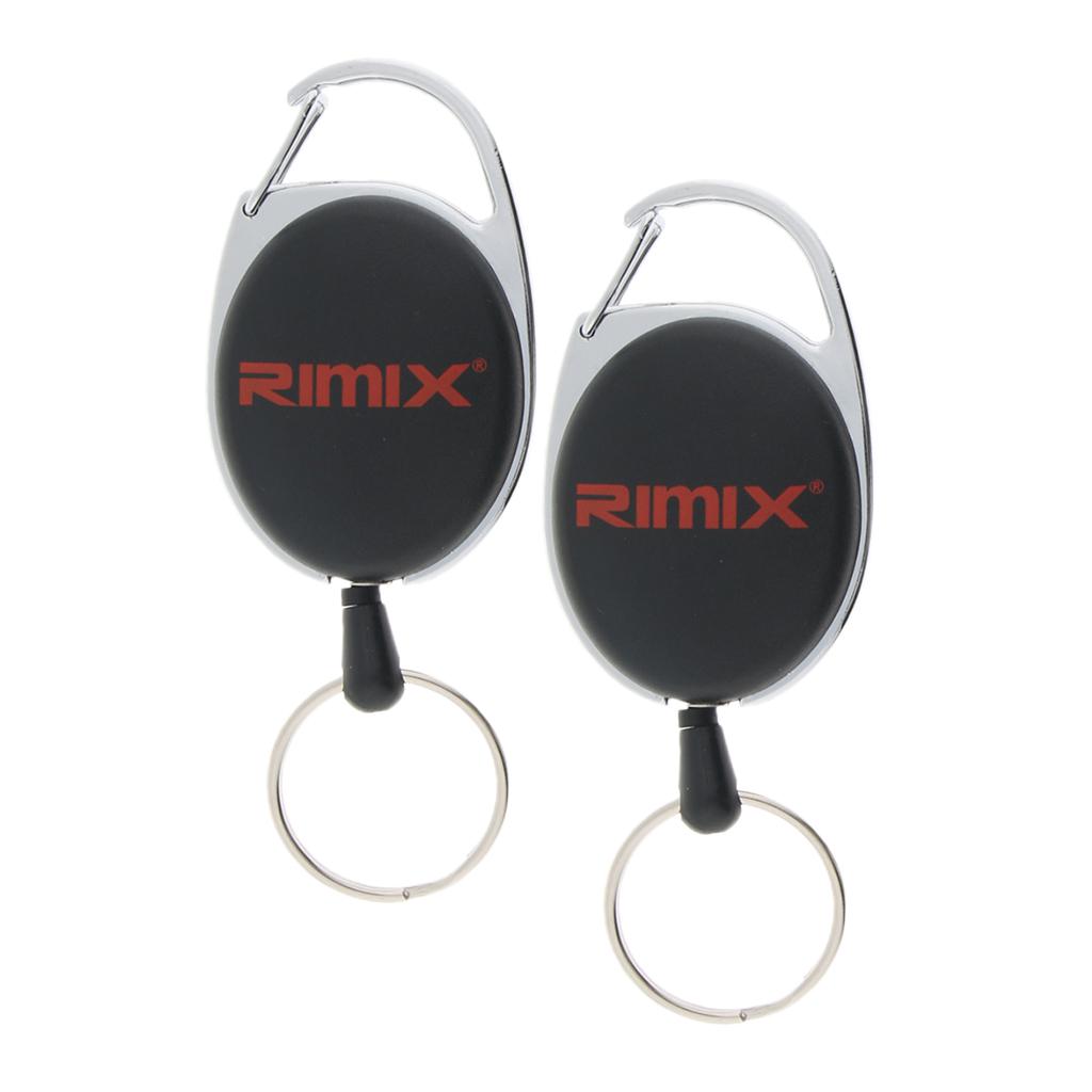 2pcs Retractable Keychain Carabiner Badge Recoil Reel Key Holder Black