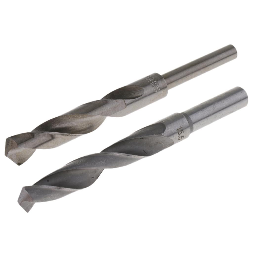 2x High Speed Steel 1/2 Drill Straight Shank Twist Metal Drill Bit 15&15.5mm