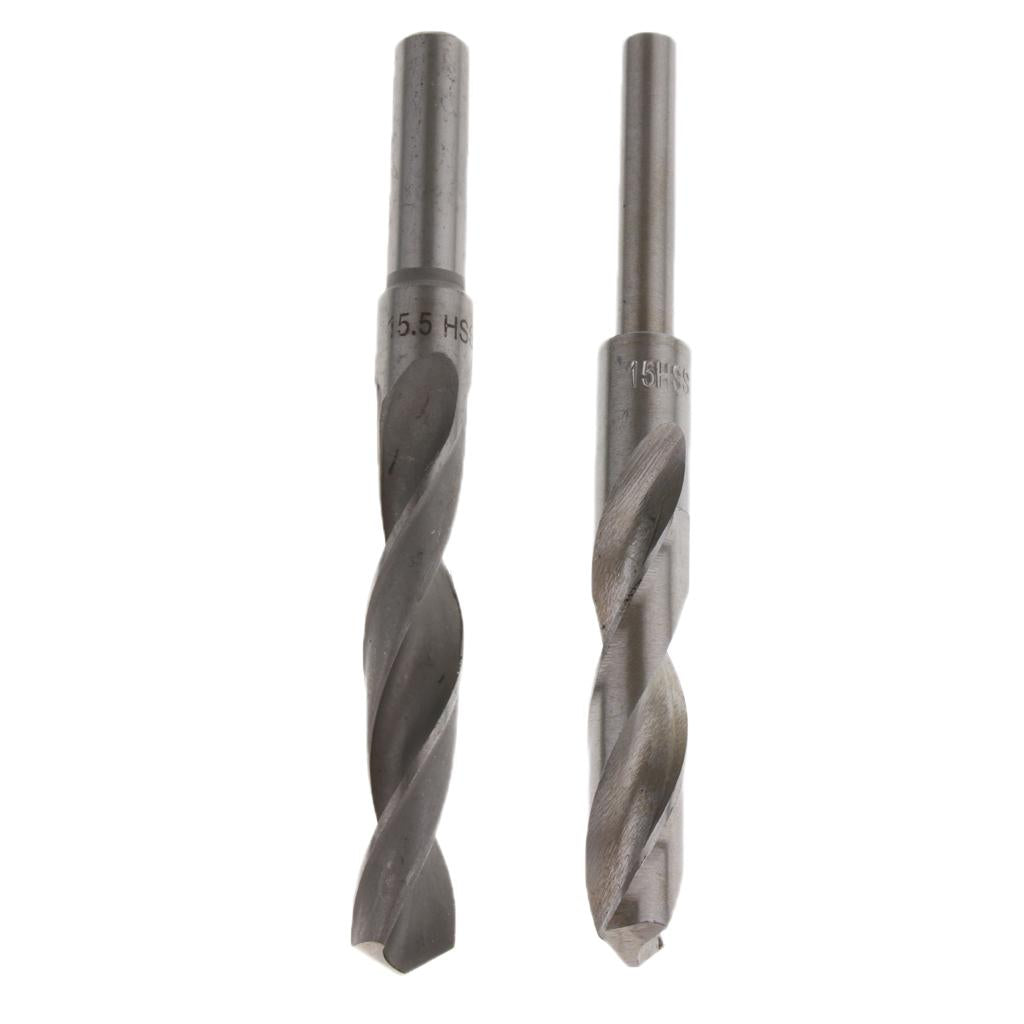 2x High Speed Steel 1/2 Drill Straight Shank Twist Metal Drill Bit 15&15.5mm