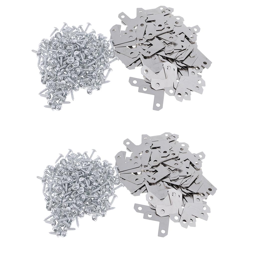 200 Pieces Metal Corner Brace Plate Flat Bracket for Photo Frame with Screw