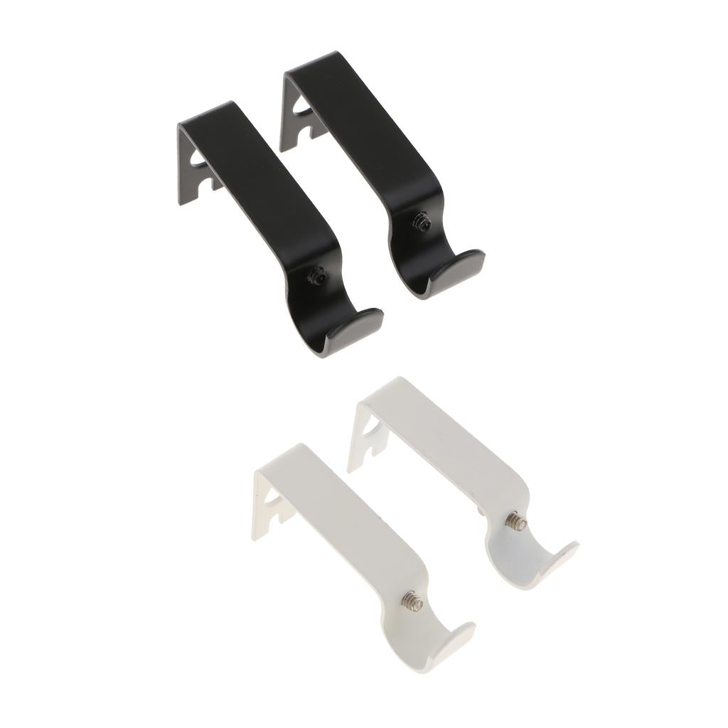 2Color 4Pcs Adjustable Metal Curtain Pole Rod Wall Bracket Hook Holder White