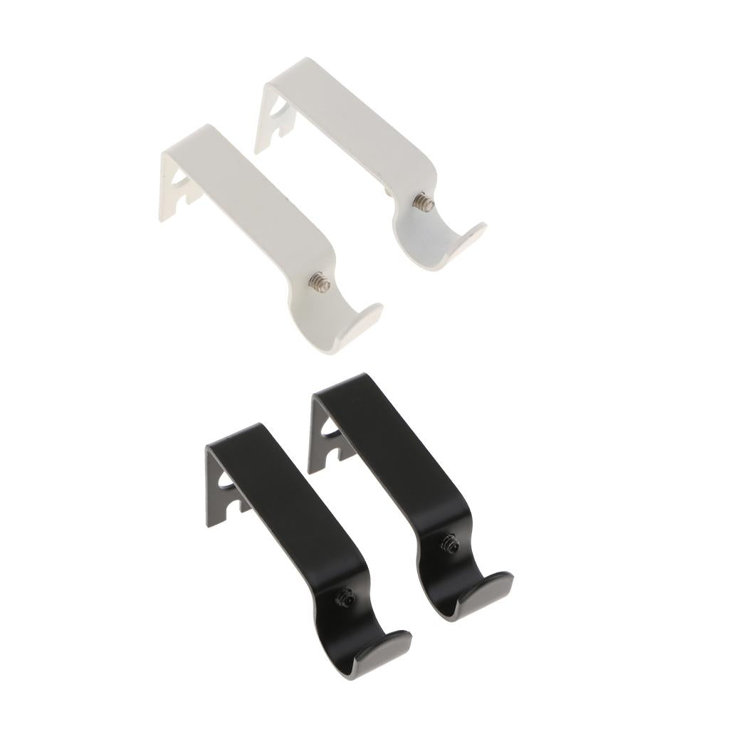 2Color 4Pcs Adjustable Metal Curtain Pole Rod Wall Bracket Hook Holder White