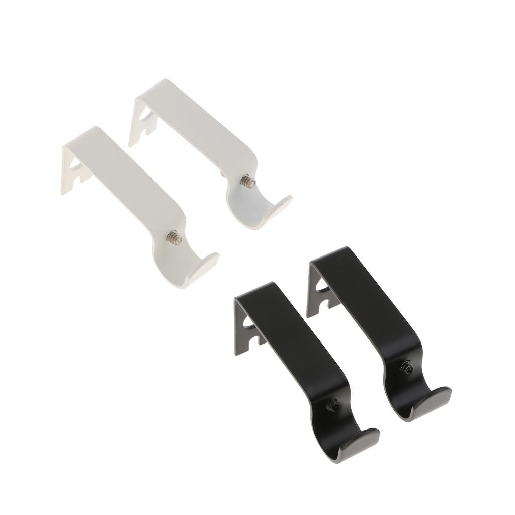 2Color 4Pcs Adjustable Metal Curtain Pole Rod Wall Bracket Hook Holder White