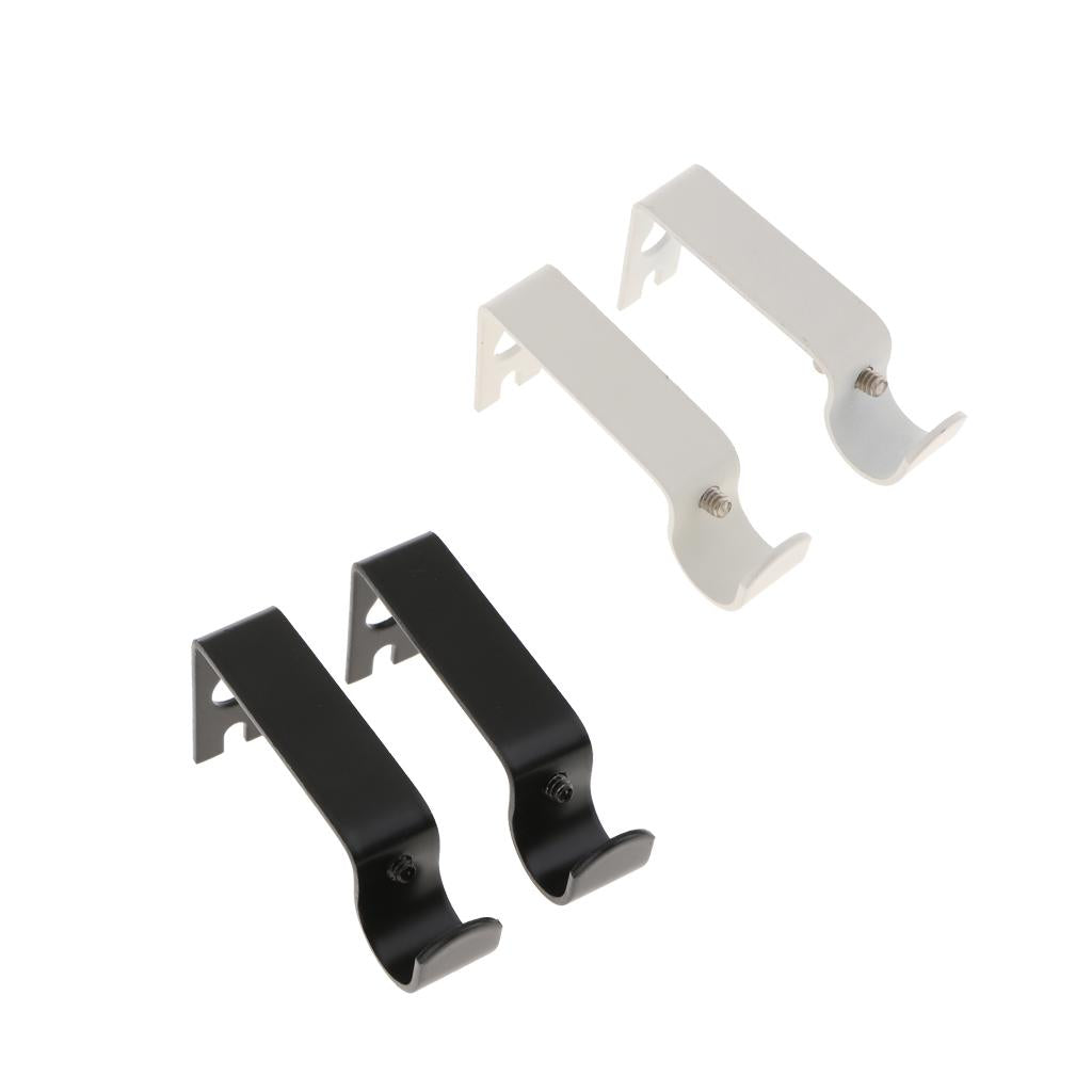 2Color 4Pcs Adjustable Metal Curtain Pole Rod Wall Bracket Hook Holder White