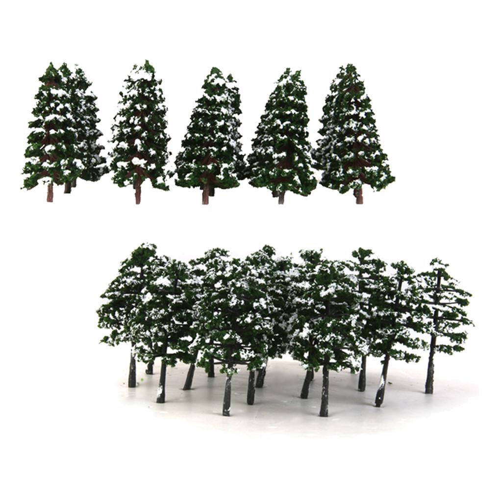 40Pcs Plastic Model Trees Snow Landscape Scenery Scale 1:100 1:150