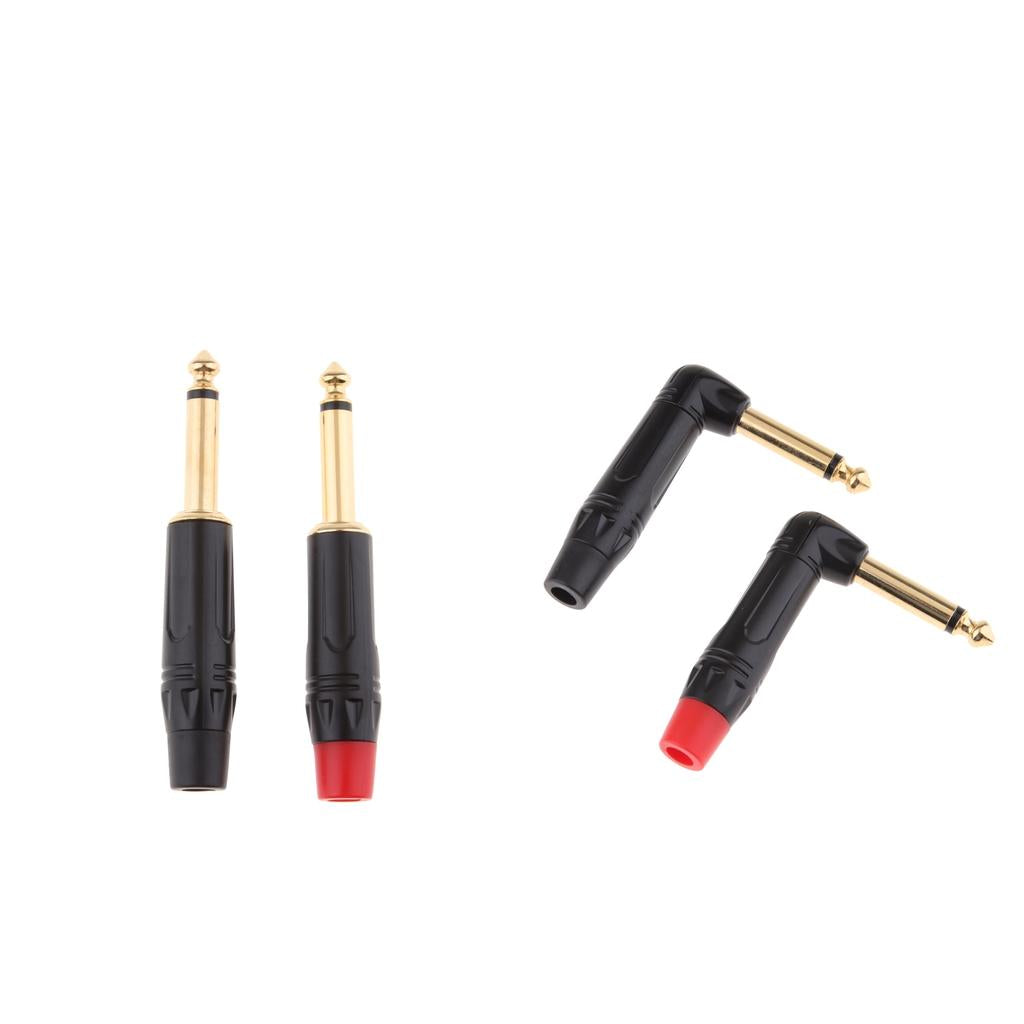 4Pieces 6.5mm Mono Male Amplifier Audio Solder Jack Plug Adapter