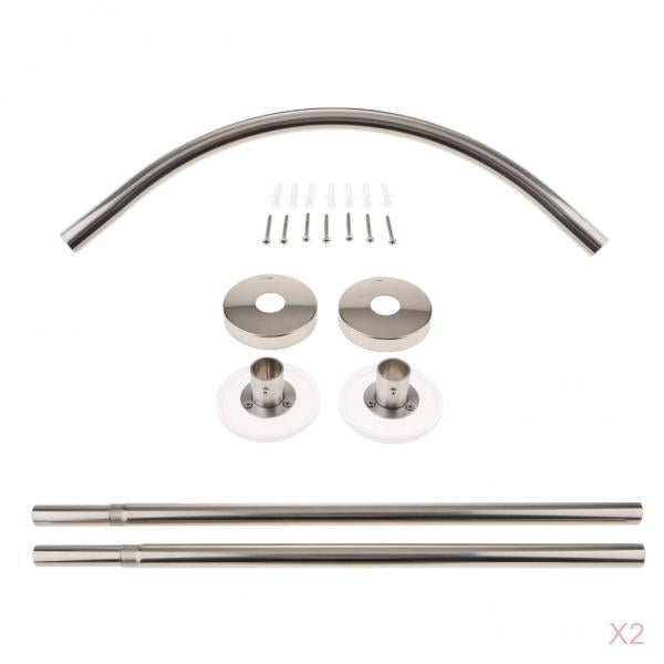 2xAdjustable Curved Shower Curtain Rod Bath Tub Bathroom Bar Rod